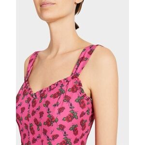 💕 BETSEY JOHNSON thorns and roses ruffle neck dress in pink size XS like NEW